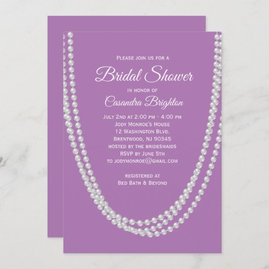 De Uitnodiging van de Bridal van de Lavender en va (Voorkant / Achterkant)