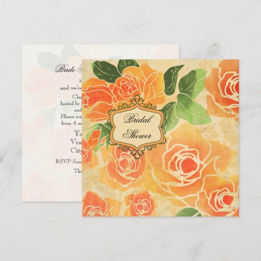 De Uitnodiging van de Bridal van de Rozen van het  (Voorkant / Achterkant)