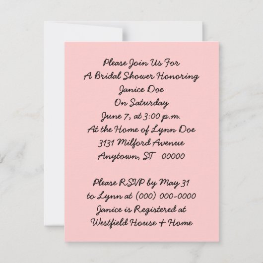 De  Uitnodiging van de Bridal van de Stijl van de  (Achterkant)