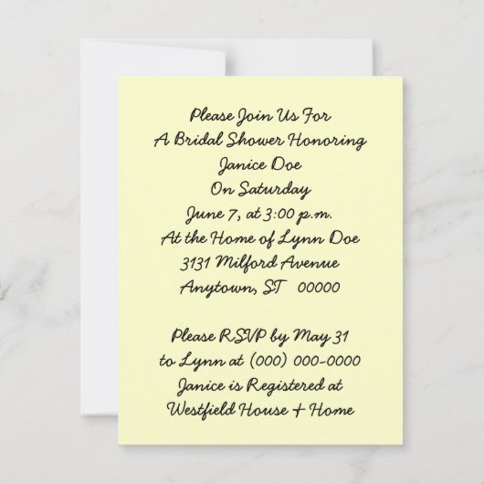 De  Uitnodiging van de Bridal van de Stijl van de  (Achterkant)