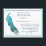 De Uitnodiging van de bruiloft Art Deco Peacock in<br><div class="desc">Een ,   uitnodiging van het de stijlWedding van de Kunst Deco in blauwgroen groen en wit. Een dubbele grens omvat het ontwerp van een grote pauw die subtiel gehuld en voorzien is van een decoratieve staart.</div>