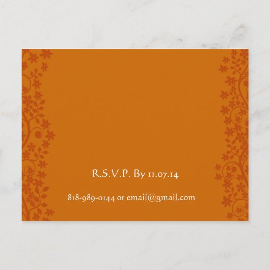 De Uitnodiging van de bruiloft Deep Oranje Zwemele (Achterkant)