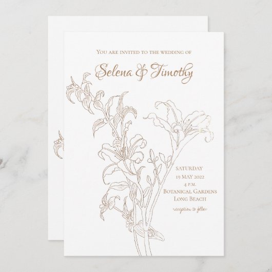 De Uitnodiging van de bruiloft gouden dag (Voorkant / Achterkant)