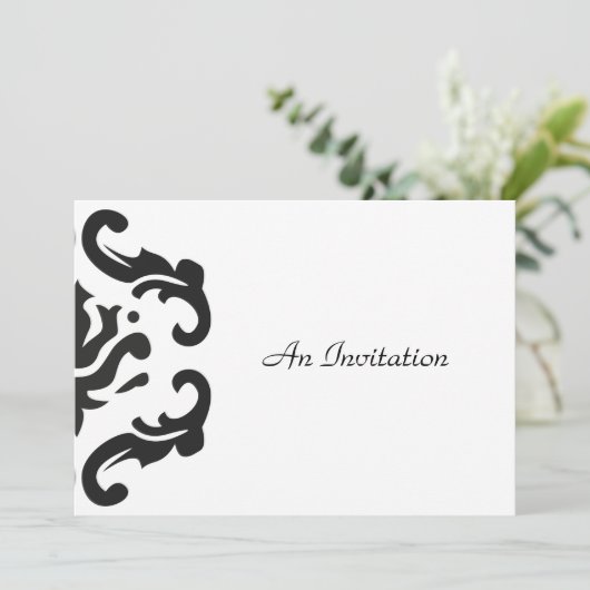 De Uitnodiging van de bruiloft in Stijlvolle Zwart (Staand voorkant)