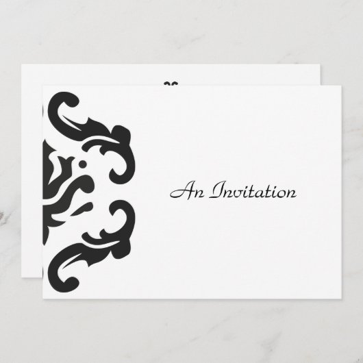 De Uitnodiging van de bruiloft in Stijlvolle Zwart (Voorkant / Achterkant)