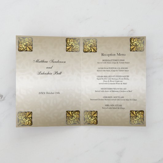 De uitnodiging van de bruiloft met ontvangstmenu (Binnen)