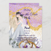 De Uitnodiging van de bruiloft sparen de Datum (Voorkant / Achterkant)