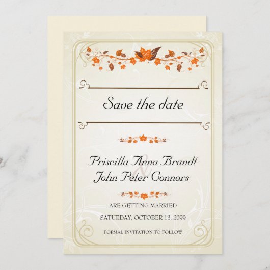 De Uitnodiging van de bruiloft sparen de Datum, he (Voorkant / Achterkant)