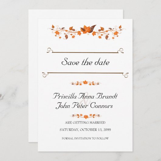 De Uitnodiging van de bruiloft sparen de Datum, he (Voorkant / Achterkant)