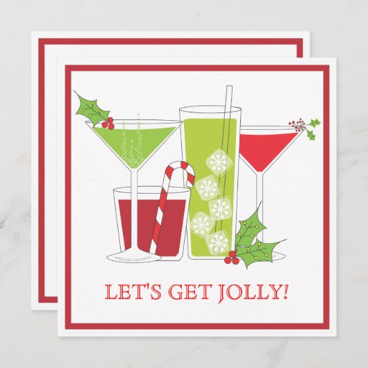 De Uitnodiging van de Cocktail party van Kerstmis (Voorkant / Achterkant)