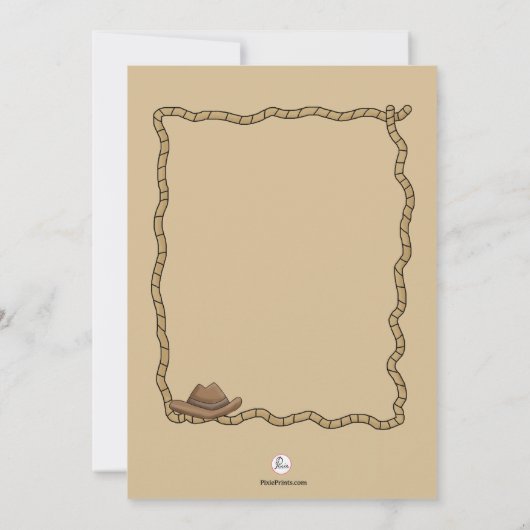 De uitnodiging van de Corral Birthday Party (Achterkant)