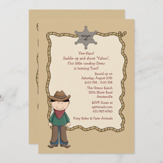 De uitnodiging van de Corral Birthday Party (Voorkant / Achterkant)