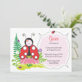 De Uitnodiging van de dag van de geboorte - Ladybu (Staand voorkant)