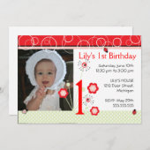 De Uitnodiging van de dag van de geboorte - Ladybu (Voorkant / Achterkant)