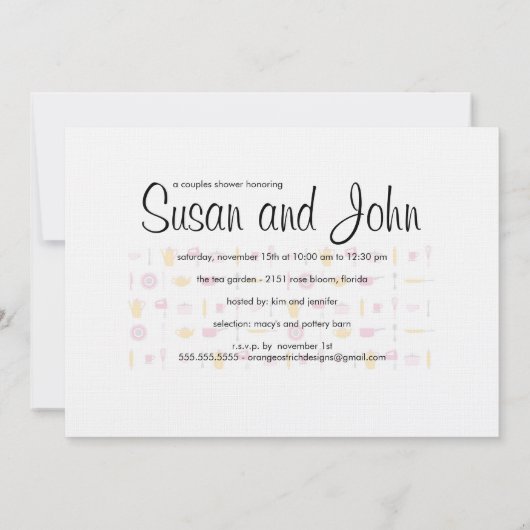 De Uitnodiging van de Douane van paren - Keuken en (Achterkant)