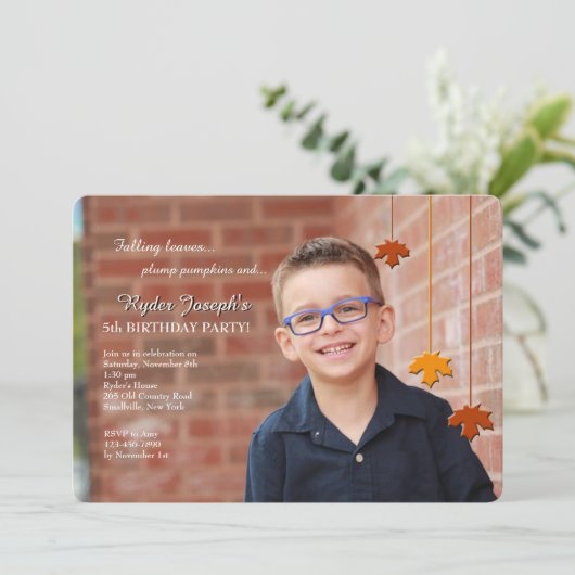 De Uitnodiging van de Foto van de Bladeren van de (Staand voorkant)