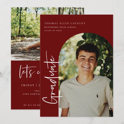 De Uitnodiging van de Foto van het Afstuderen Scri (Voorkant / Achterkant)