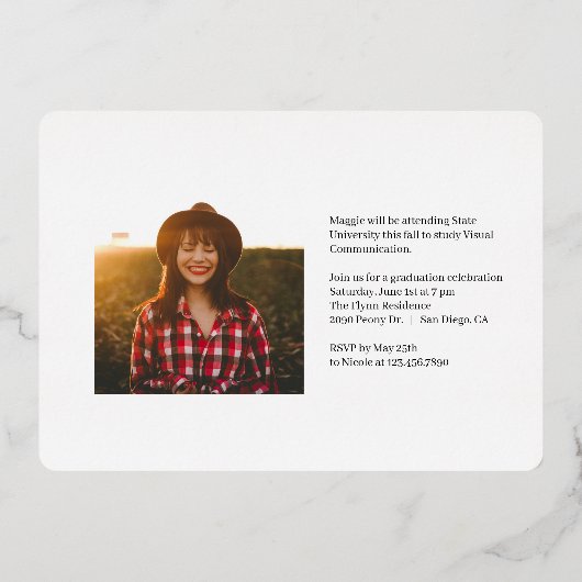 De uitnodiging van de Foto van het Afstuderen van  (Achterkant)