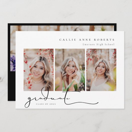 De Uitnodiging van de Foto van het Afstuderen van  (Voorkant / Achterkant)