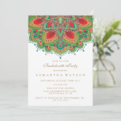 De uitnodiging van de Groene Mandala Bachelorette (Staand voorkant)