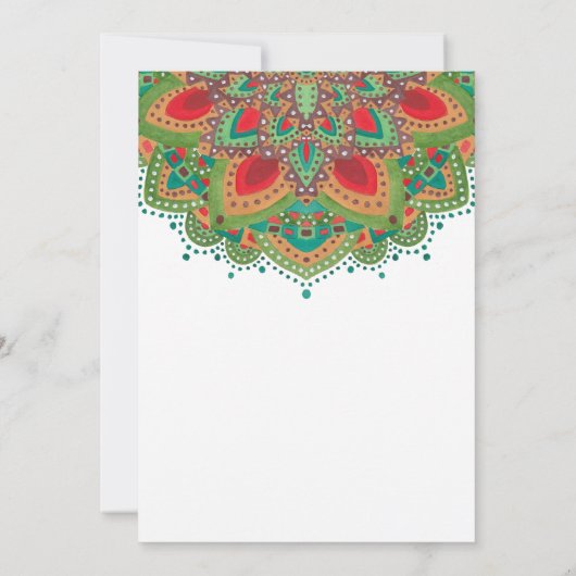 De uitnodiging van de Groene Mandala Bachelorette (Achterkant)