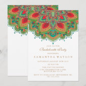 De uitnodiging van de Groene Mandala Bachelorette (Voorkant / Achterkant)