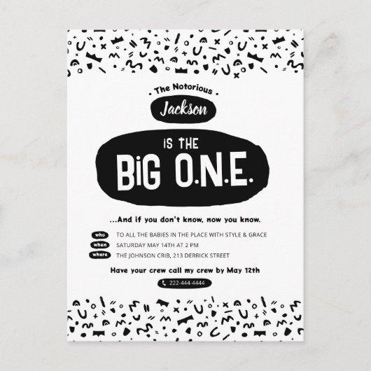 De uitnodiging van de grote beroemde Hip Hop Birth (Voorkant)