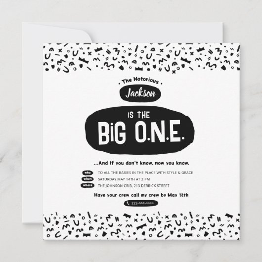 De uitnodiging van de grote beroemde Hip Hop Birth (Voorkant)