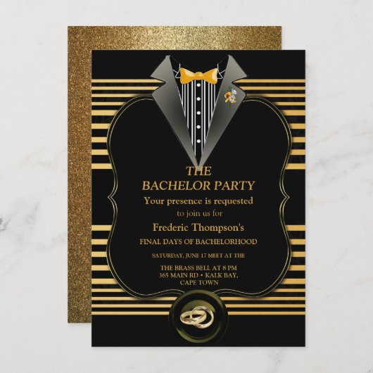 De uitnodiging van de Grote Gatsby Bachelor (Voorkant / Achterkant)