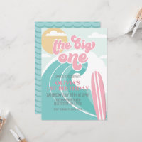 De uitnodiging van de grote 'one roze Beach Birthd