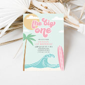 De uitnodiging van de grote 'one roze Beach Birthd