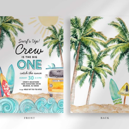 De uitnodiging van de grote Surf van de verjaardag