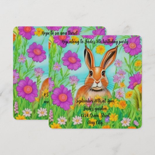 De uitnodiging van de het verjaardagspartij van he (Voorkant / Achterkant)