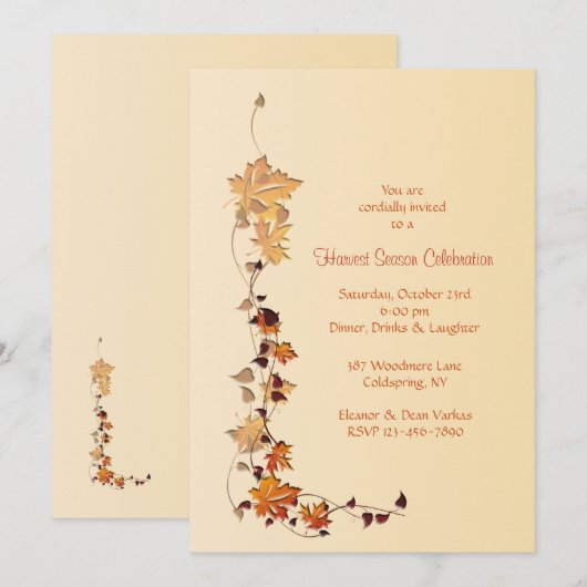 De Uitnodiging van de Hoek van de Bladeren van de (Voorkant / Achterkant)