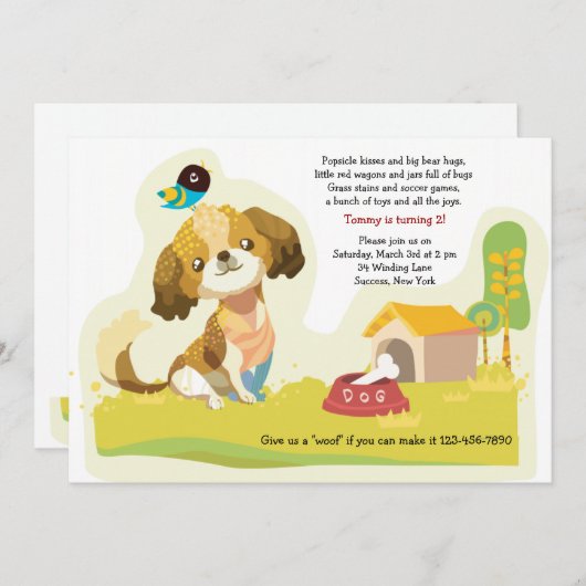 De Uitnodiging van de Hond van het puppy (Voorkant / Achterkant)