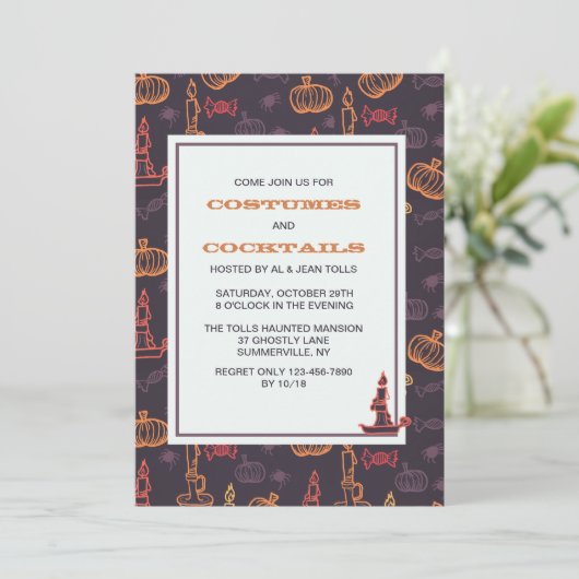 De Uitnodiging van de Kaarsen van Halloween (Staand voorkant)