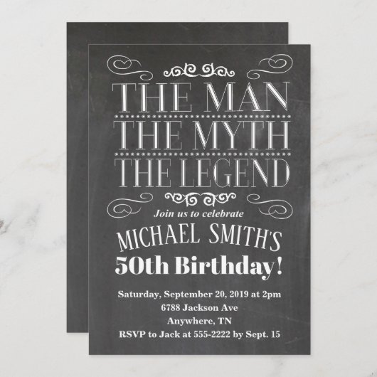 De uitnodiging van de Man van Birthday (Voorkant / Achterkant)