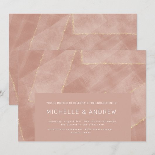 de uitnodiging van de moderne zwarte goudpartij (Voorkant / Achterkant)