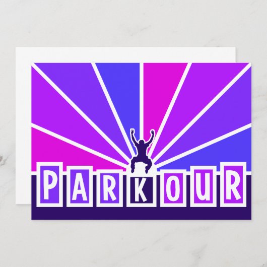 De uitnodiging van de PARKOUR, past aan (Voorkant / Achterkant)