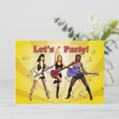 De uitnodiging van de partij met een meisjesband (Staand voorkant)