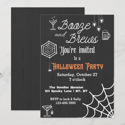 De Uitnodiging van de Partij van Booze en van Brew (Voorkant / Achterkant)