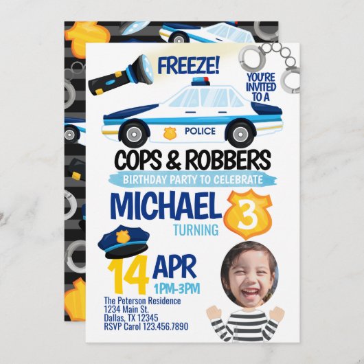 De Uitnodiging van de Partij van Cops en Robbers B (Voorkant / Achterkant)