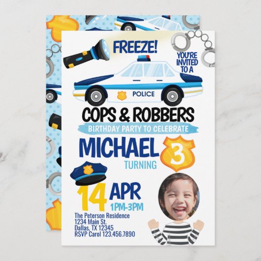 De Uitnodiging van de Partij van Cops en Robbers B (Voorkant / Achterkant)