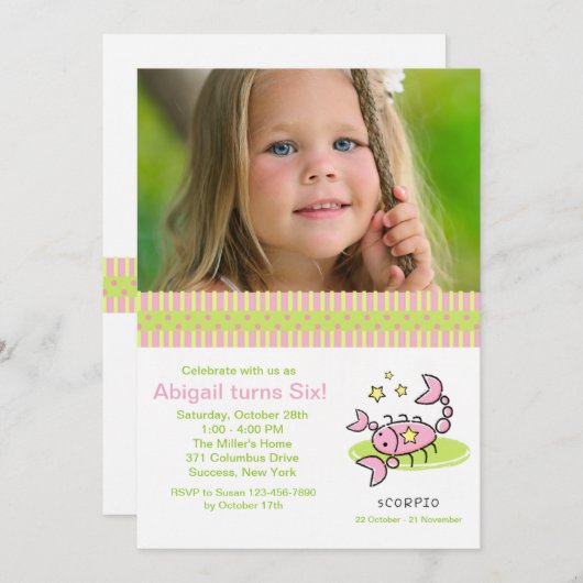 De Uitnodiging van de Partij van de Verjaardag van (Voorkant / Achterkant)