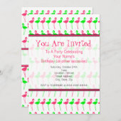 De Uitnodiging van de Partij van Flamingo - Roze e (Voorkant / Achterkant)