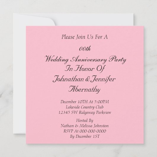 De Uitnodiging van de Partij van het Jubileum van (Achterkant)