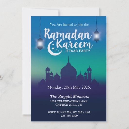 De Uitnodiging van de Partij van Kareem Iftar van (Voorkant)