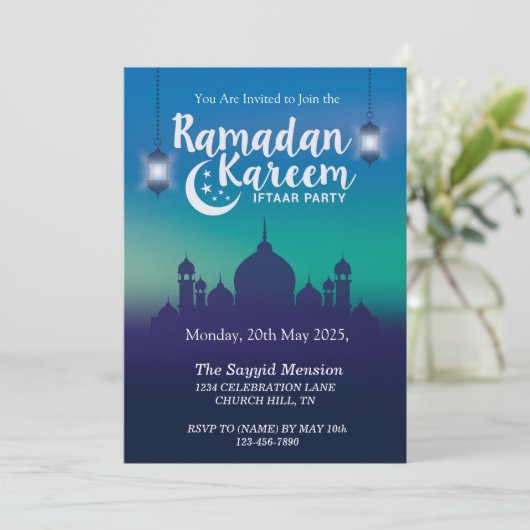 De Uitnodiging van de Partij van Kareem Iftar van (Staand voorkant)