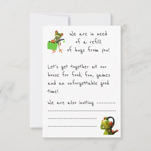 De uitnodiging van de partij "We hebben meer knuff (Voorkant)