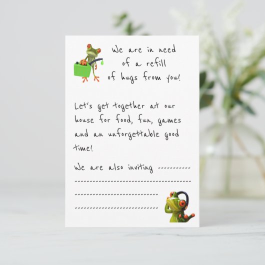 De uitnodiging van de partij "We hebben meer knuff (Staand voorkant)